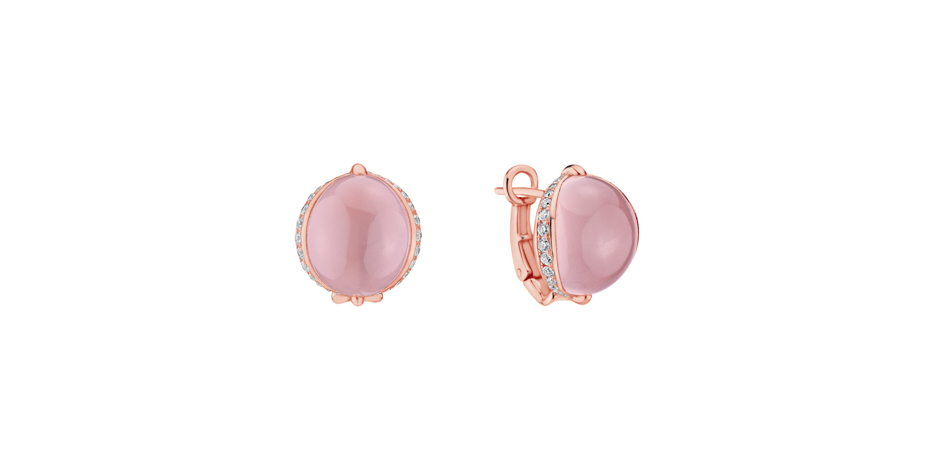 Diamond earrings with Rose Quartz Pink Passion
