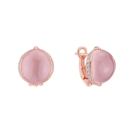 Diamond earrings with Rose Quartz Pink Passion
