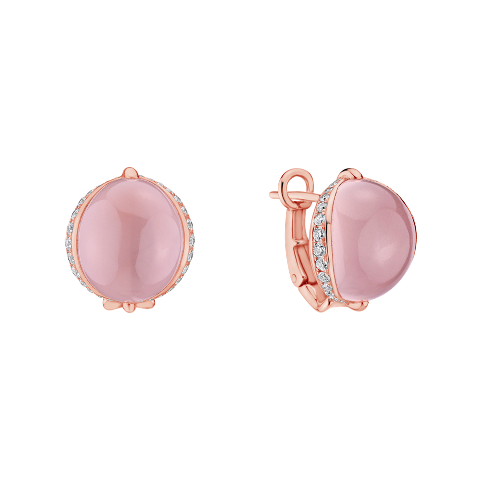 Diamond earrings with Rose Quartz Pink Passion