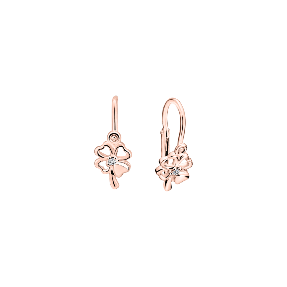 Children's diamond earrings Cloverleaf