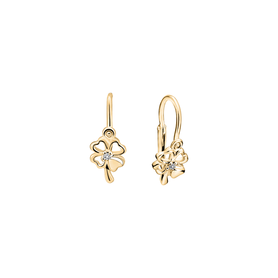 Children's diamond earrings Cloverleaf
