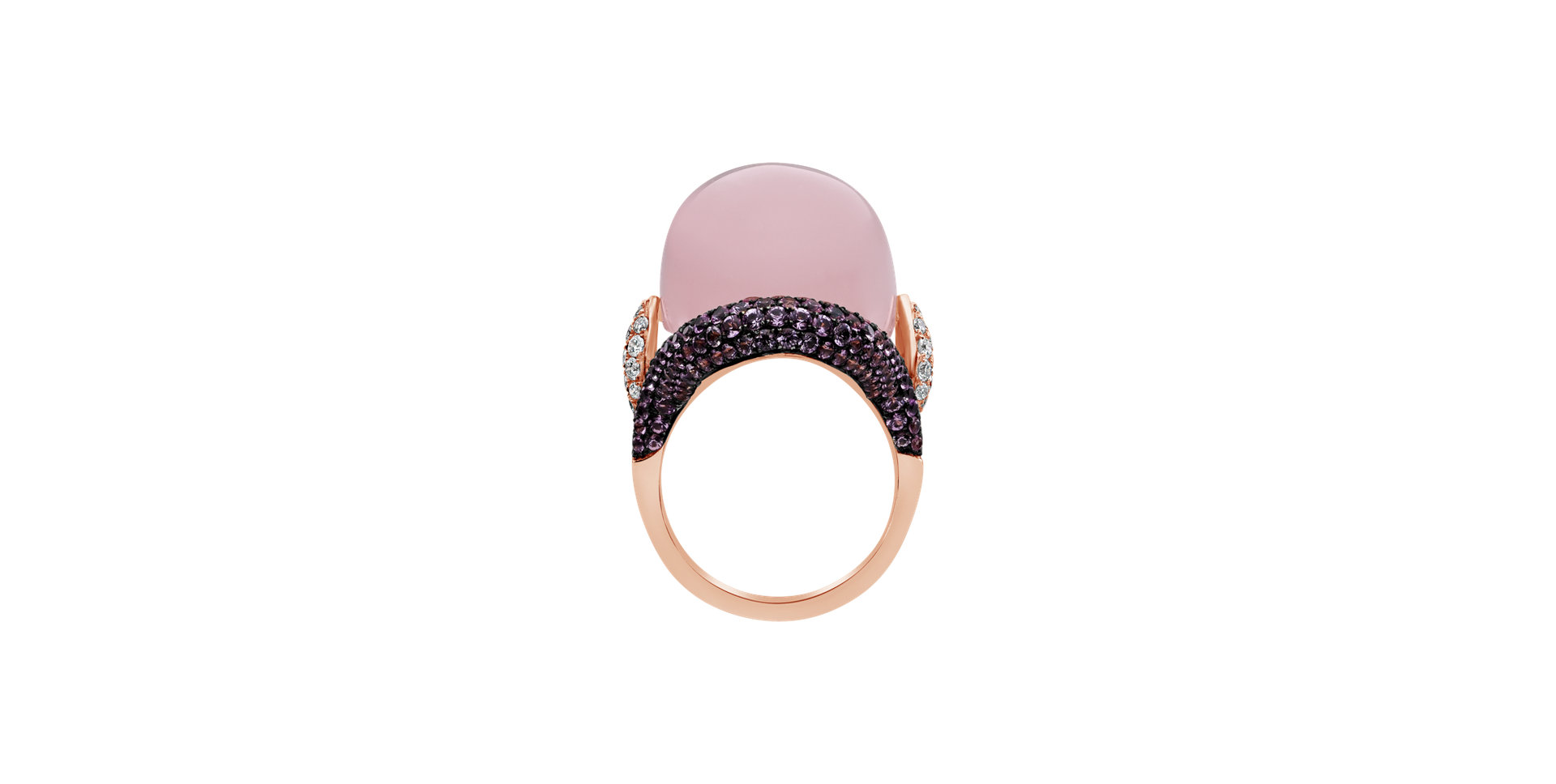Diamond ring with Rose Quartz and Sapphire Venus Elegance