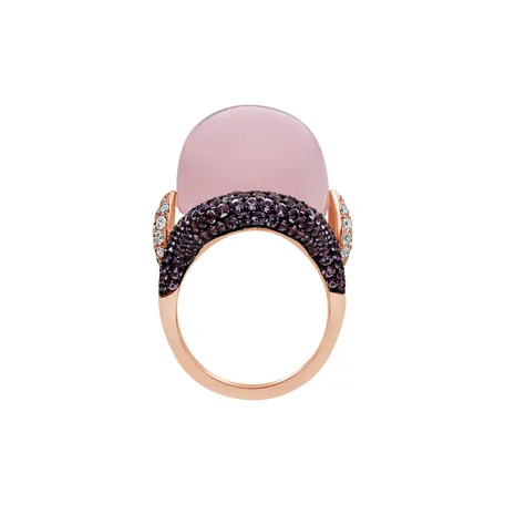 Diamond ring with Rose Quartz and Sapphire Venus Elegance