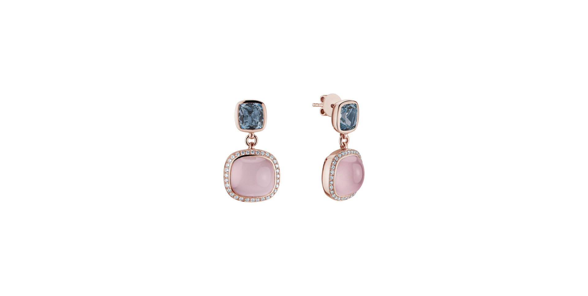 Diamond earrings, Rose Quartz and Topaz Arabic Fantasy