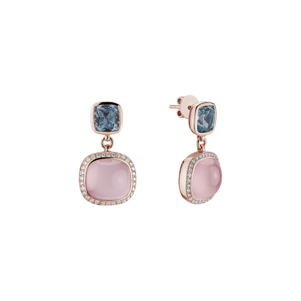 Diamond earrings, Rose Quartz and Topaz Arabic Fantasy