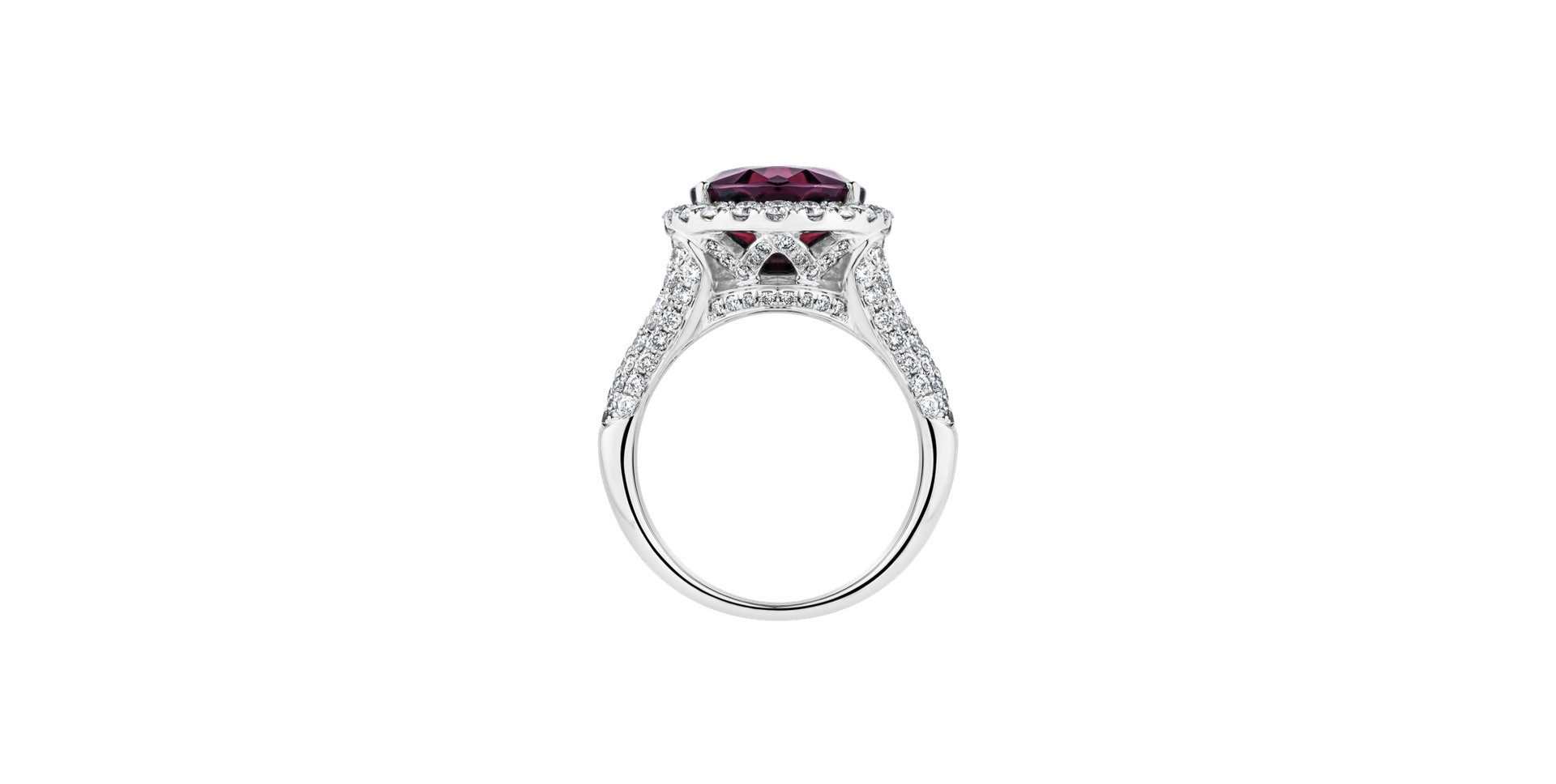 Diamond ring with Tourmaline Red Eminence