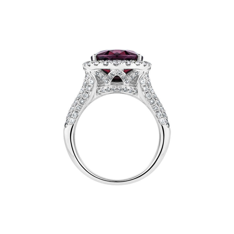 Diamond ring with Tourmaline Red Eminence