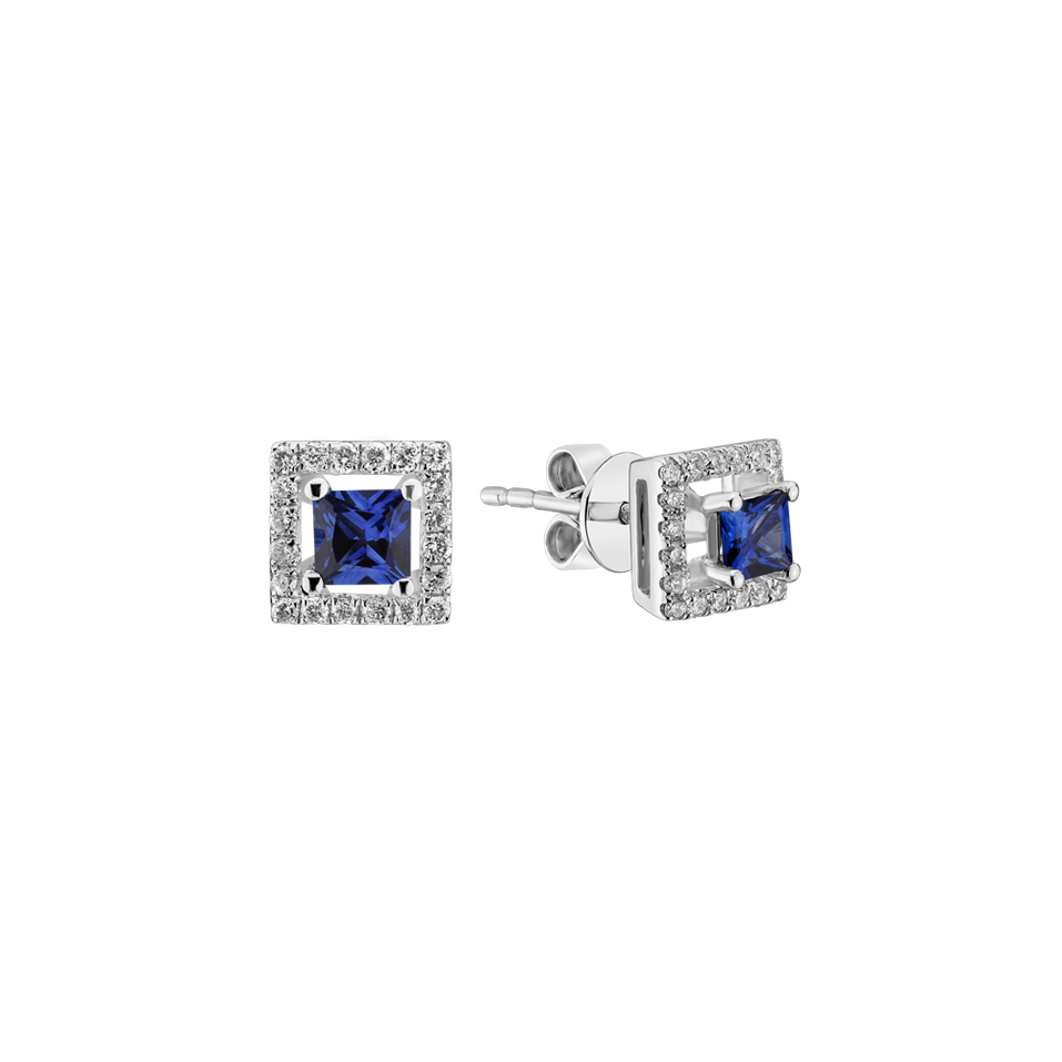 Diamond earrings with Sapphire Dark Chocolate