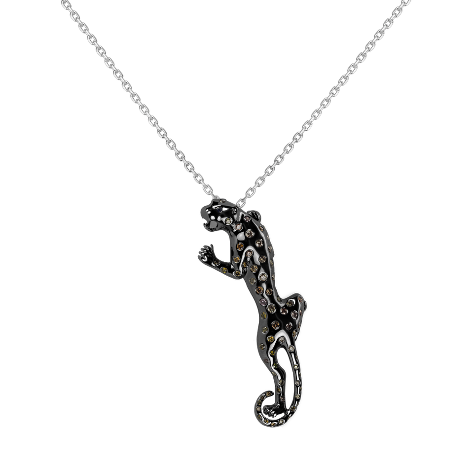 Brooch with brown diamonds and Sapphire Dark Puma