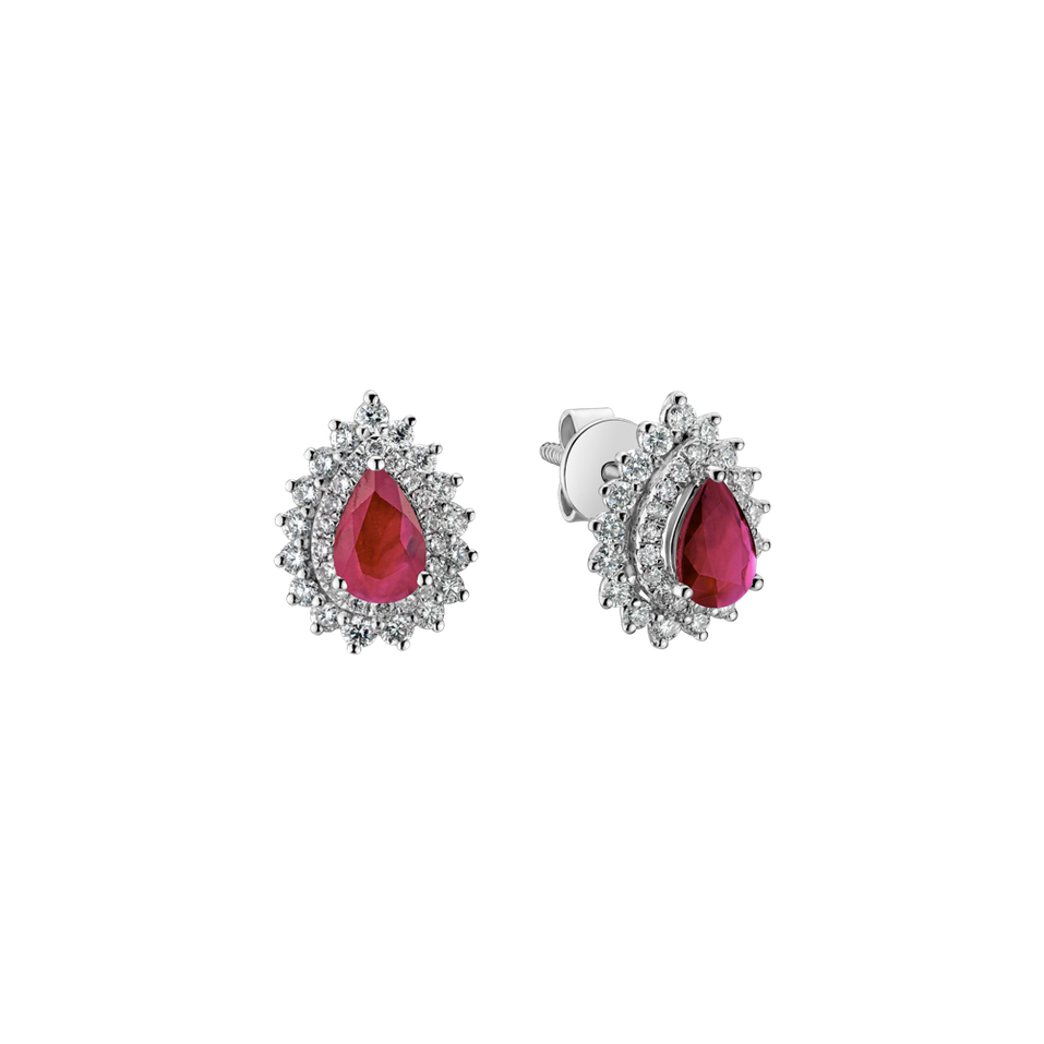 Diamond earrings with Ruby Ruby Glow