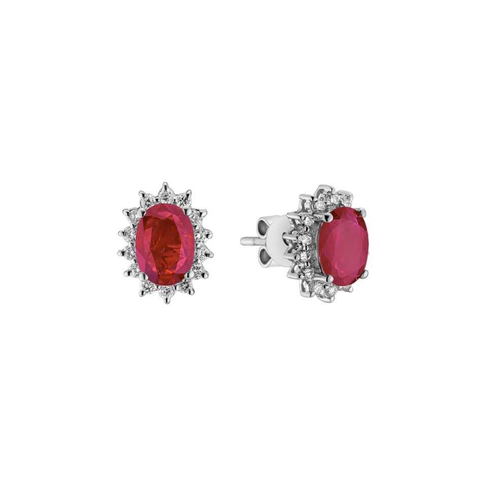 Diamond earrings with Ruby Red Stars
