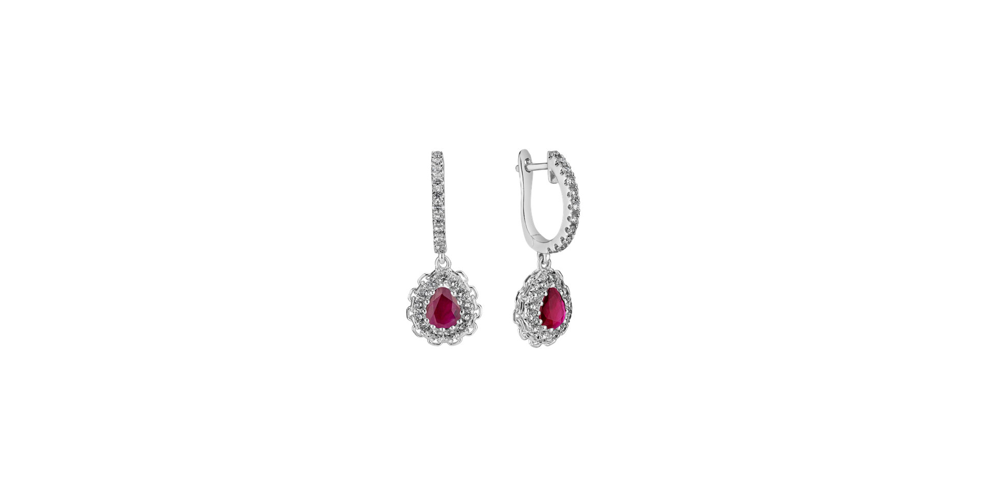 Diamond earrings with Ruby Classic Crimson