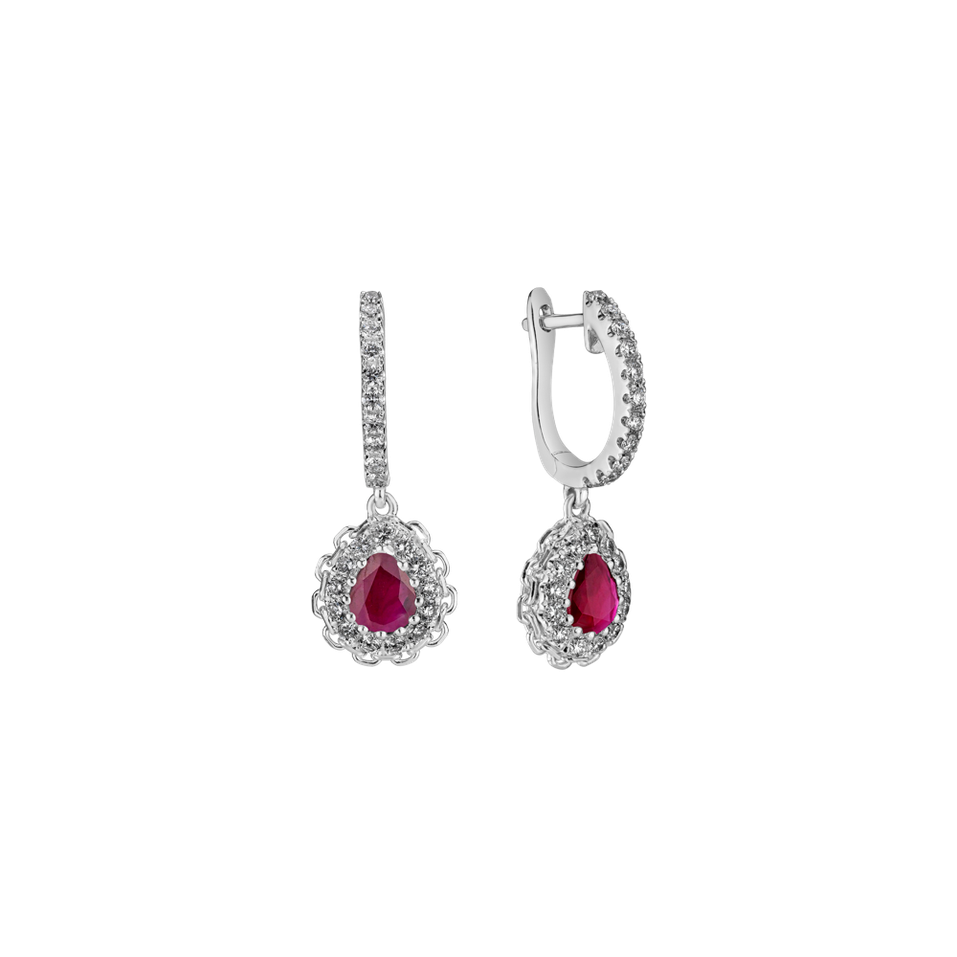 Diamond earrings with Ruby Classic Crimson