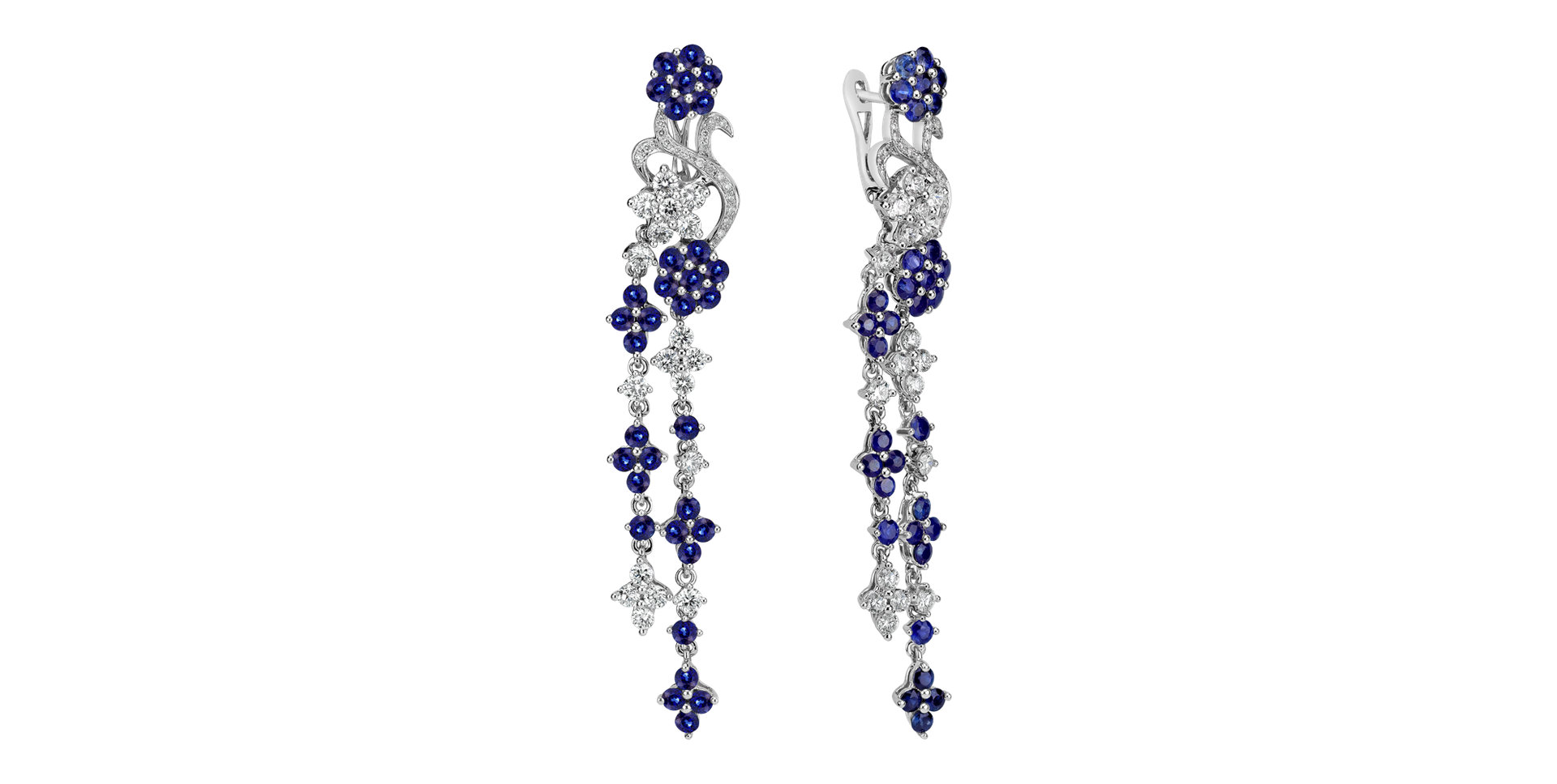 Diamond earrings and Sapphire Moonlight Flowers