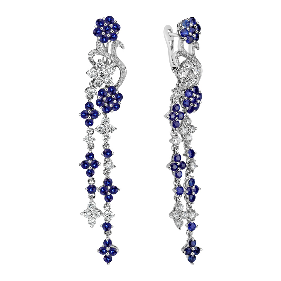 Diamond earrings and Sapphire Moonlight Flowers