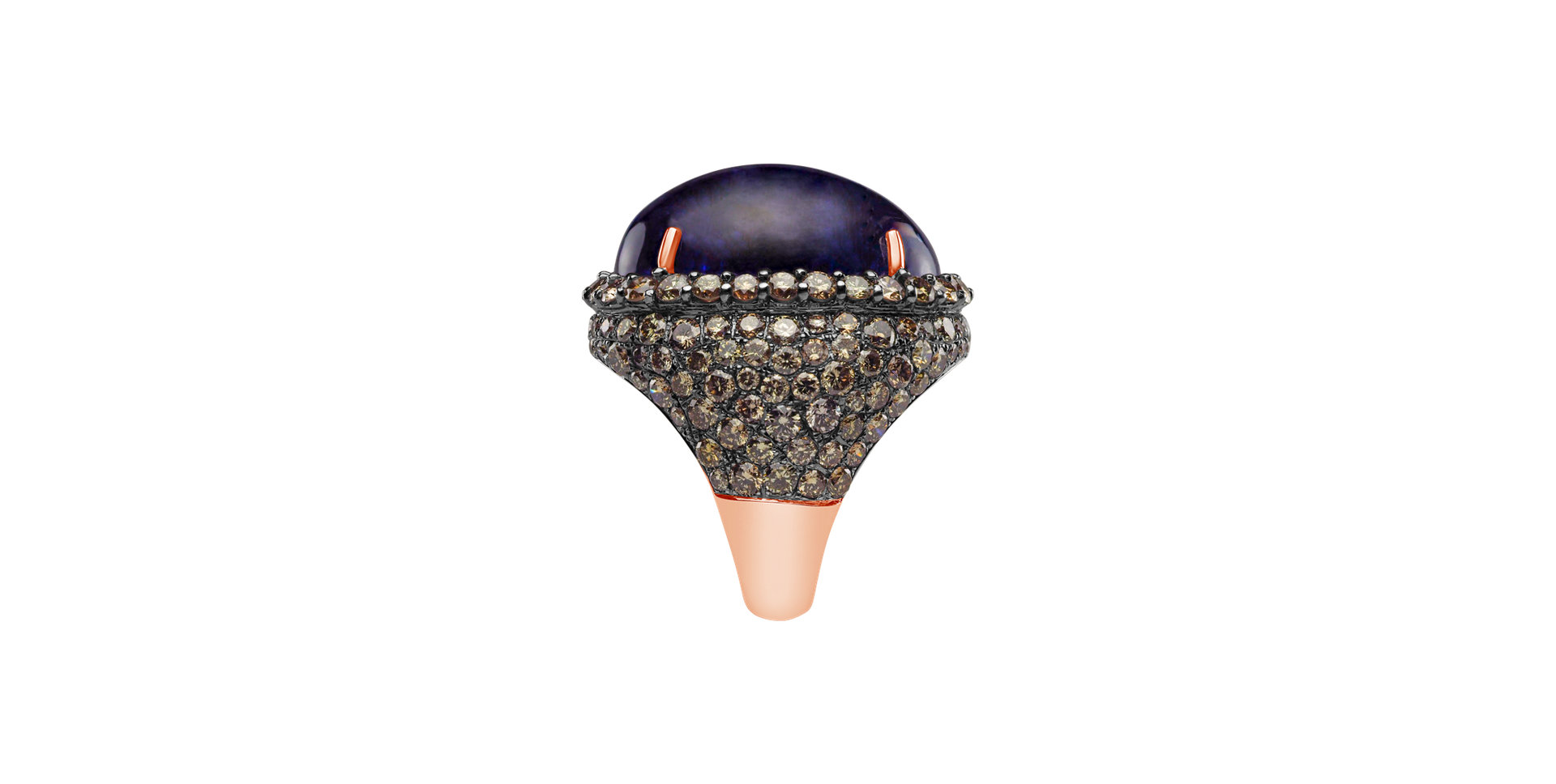 Ring with Tanzanite and brown diamonds Blue Eye