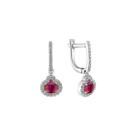 Diamond earrings with Ruby Red Hope