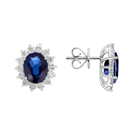 Diamond earrings with Sapphire Princess Sparkle