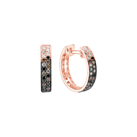 Earrings with white, brown and black diamonds Inferno Love