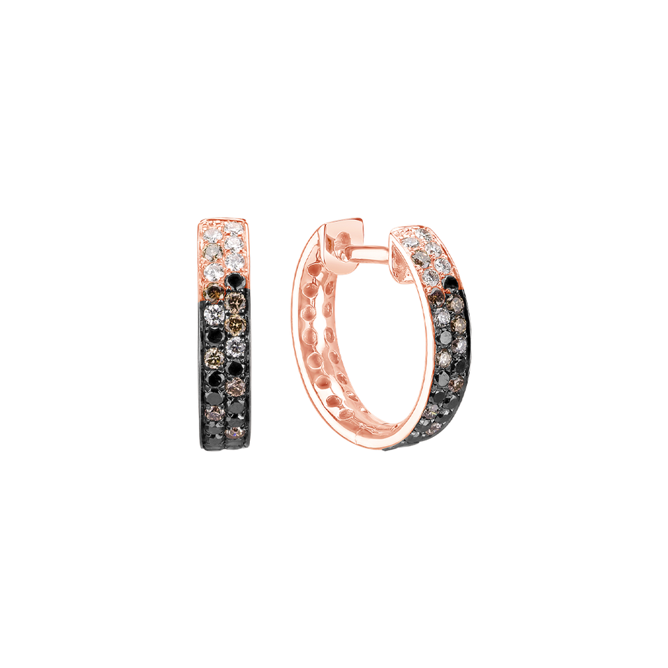 Earrings with white, brown and black diamonds Inferno Love