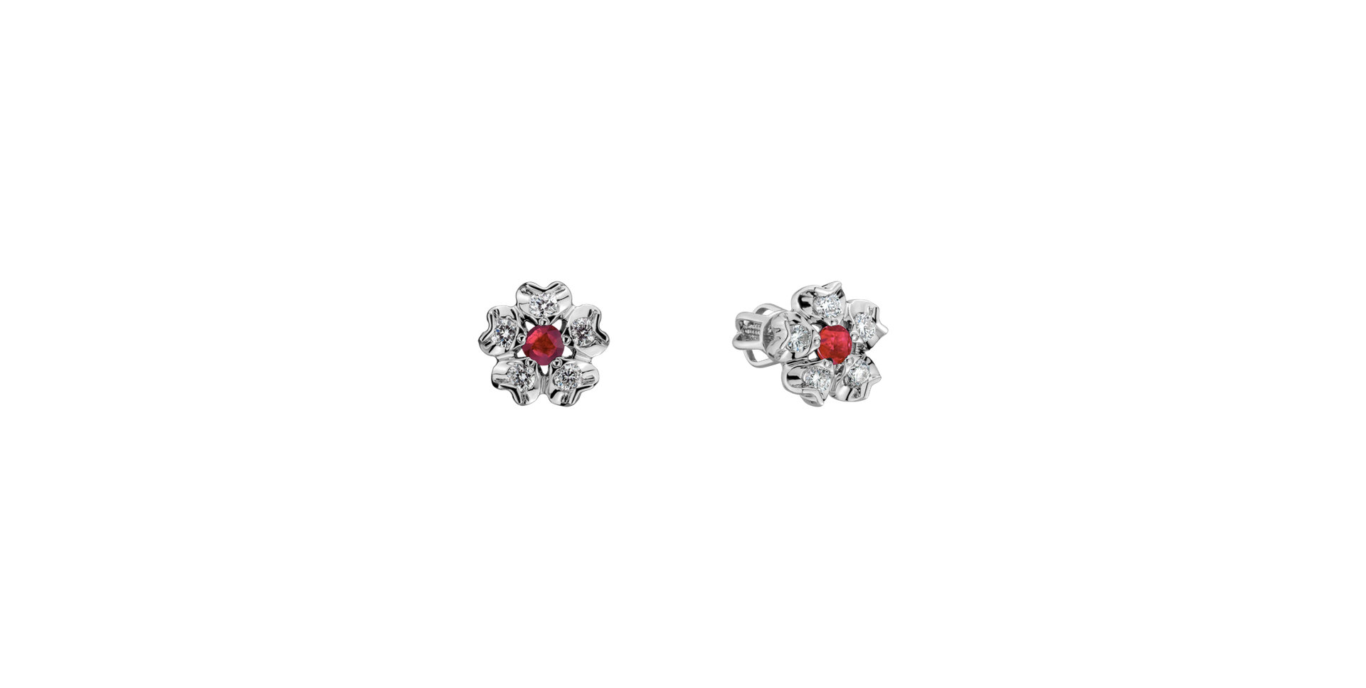 Diamond earrings with Ruby Asters