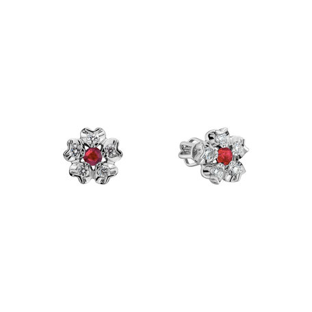 Diamond earrings with Ruby Asters