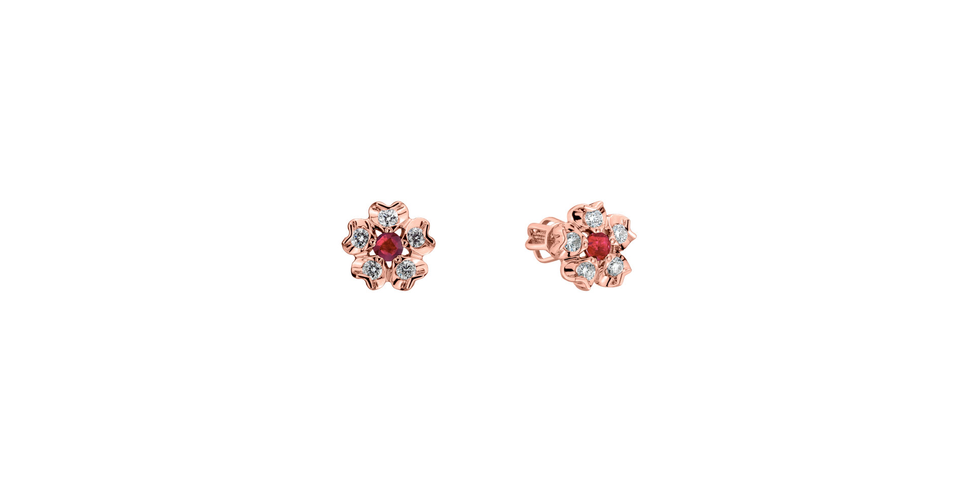 Diamond earrings with Ruby Asters