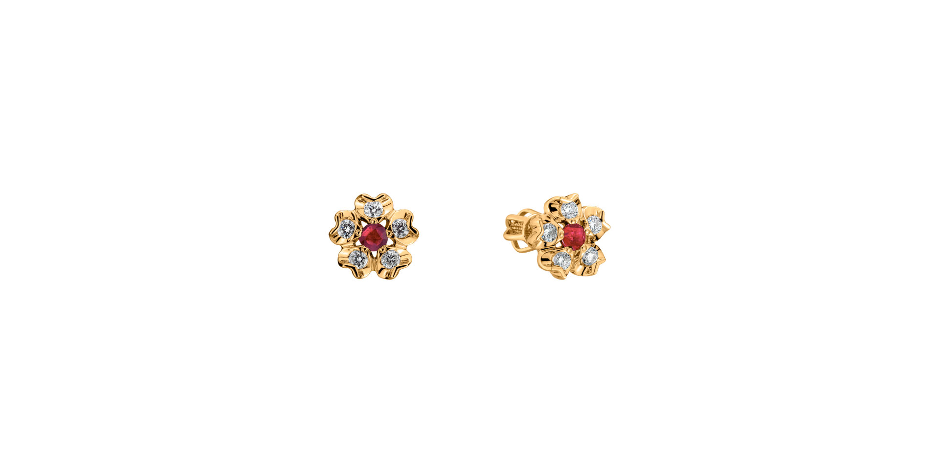 Earrings with Ruby and black diamonds Asters