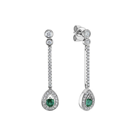 Diamond earrings with Emerald Glamour Drop