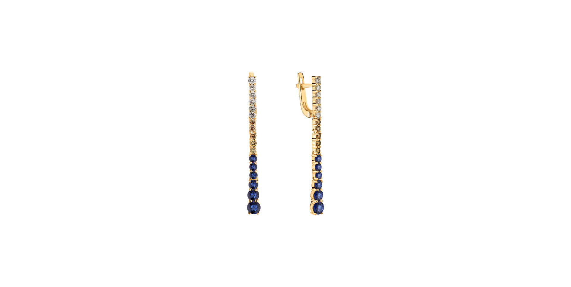 Earrings with white, brown diamonds and Sapphire Royal Vengence