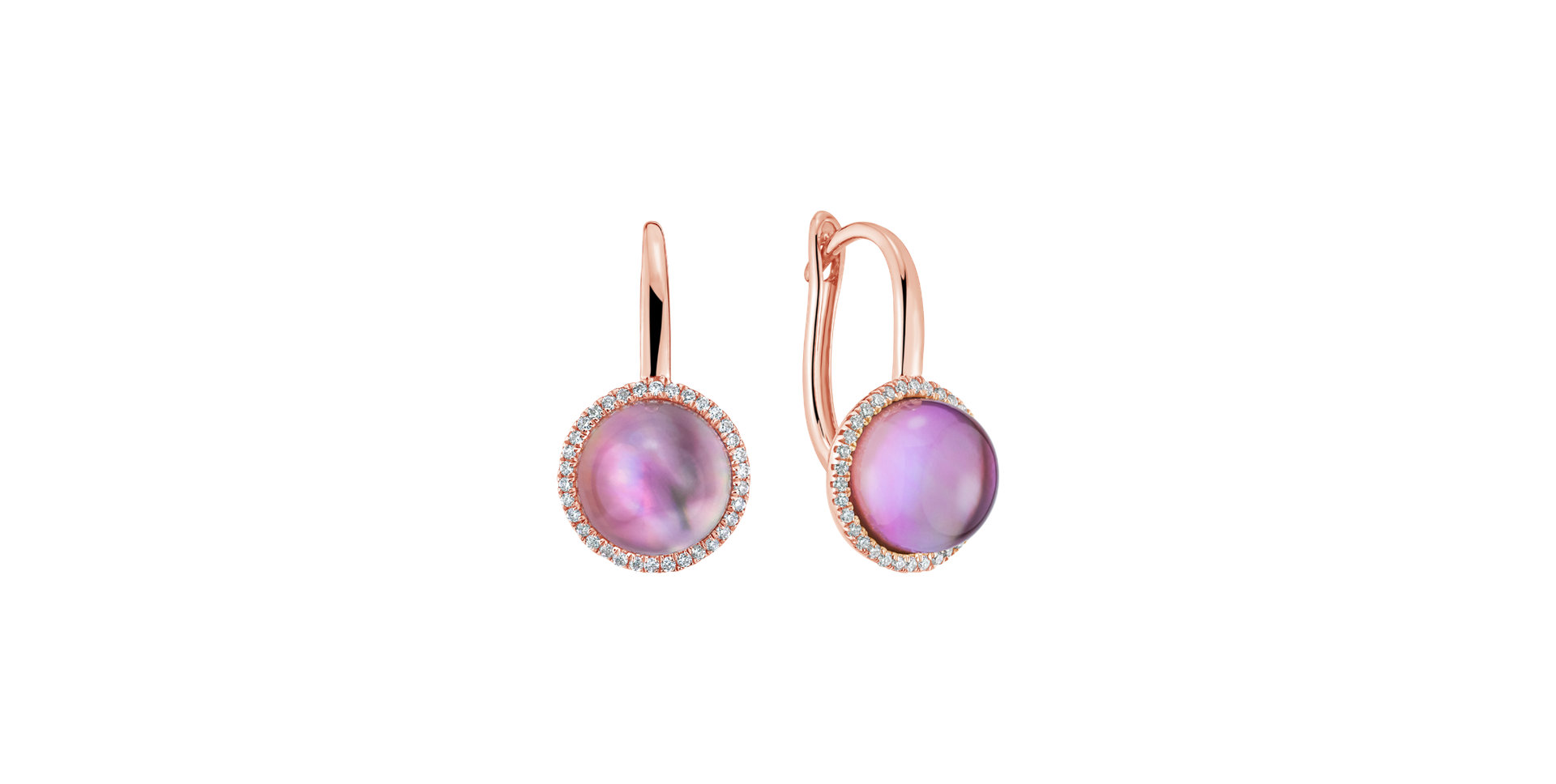 Diamond earrings with amethyst and pearl Planet of Miracles