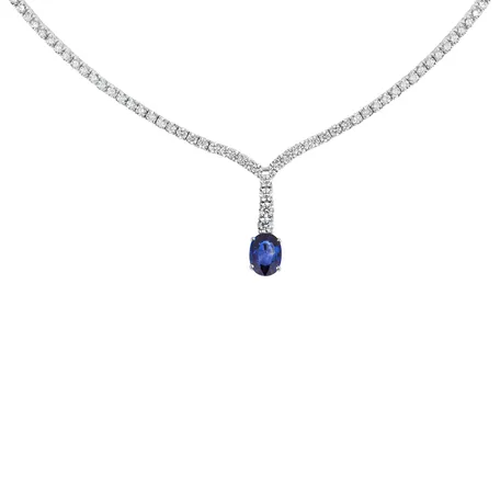 Diamond necklace with Sapphire Blue Grain