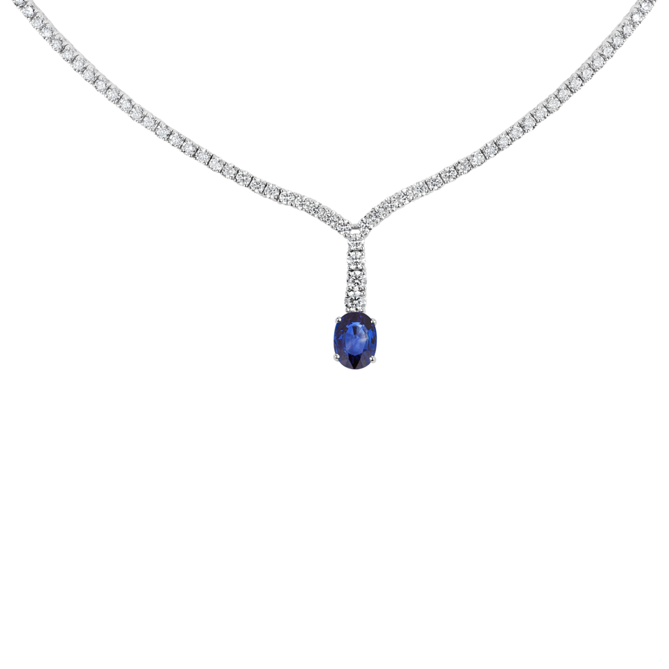 Diamond necklace with Sapphire Blue Grain