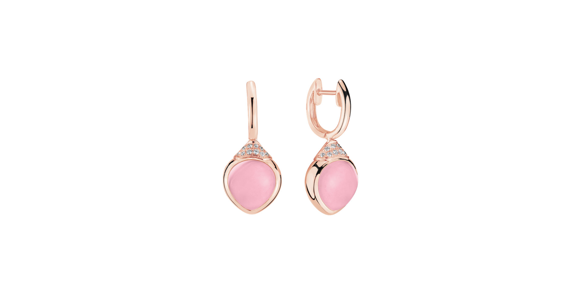 Diamond earrings with Rose Quartz Rosy Blossom