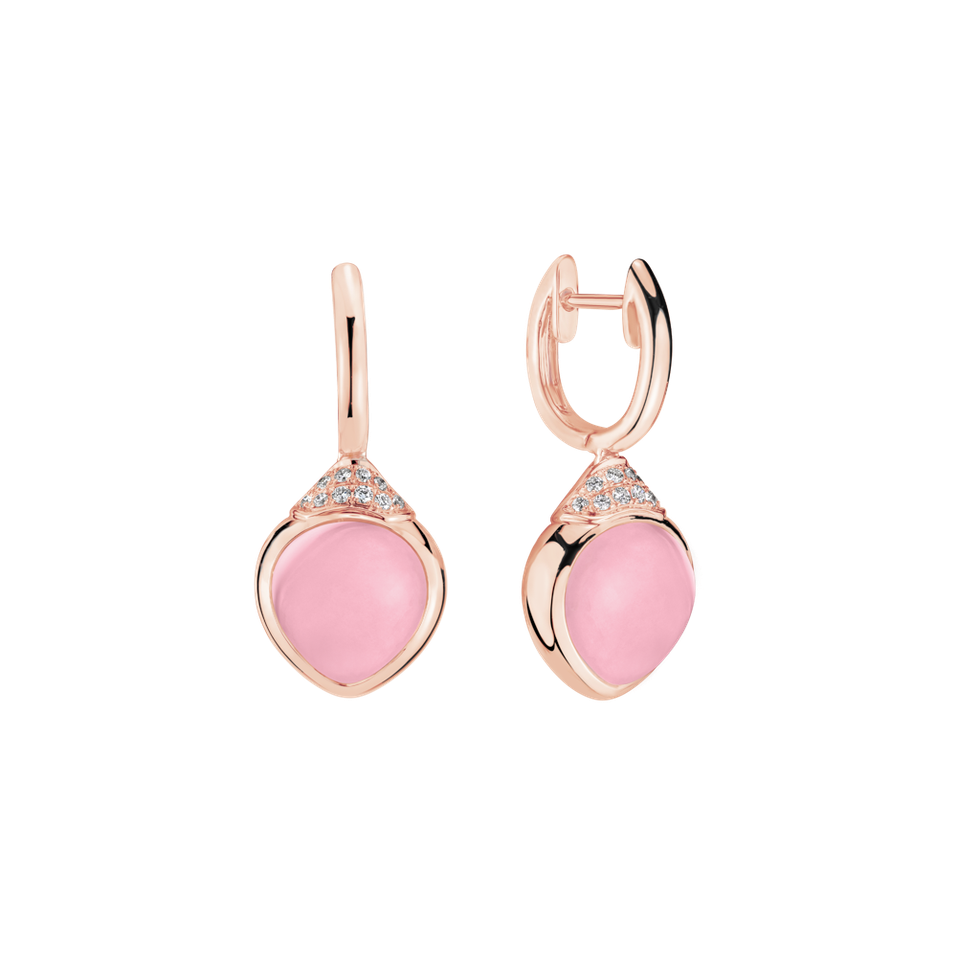 Diamond earrings with Rose Quartz Rosy Blossom