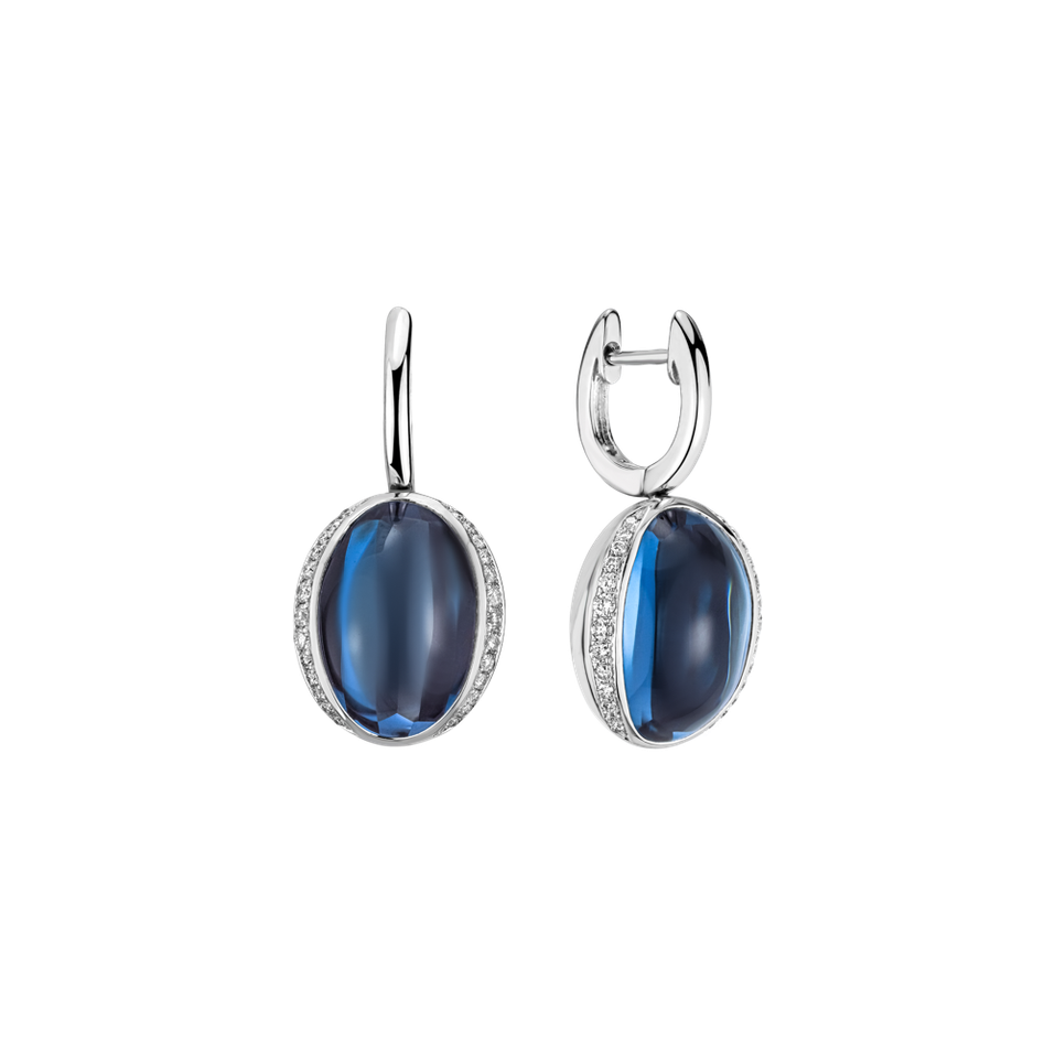 Diamond earrings with Topaz Midnight Spark