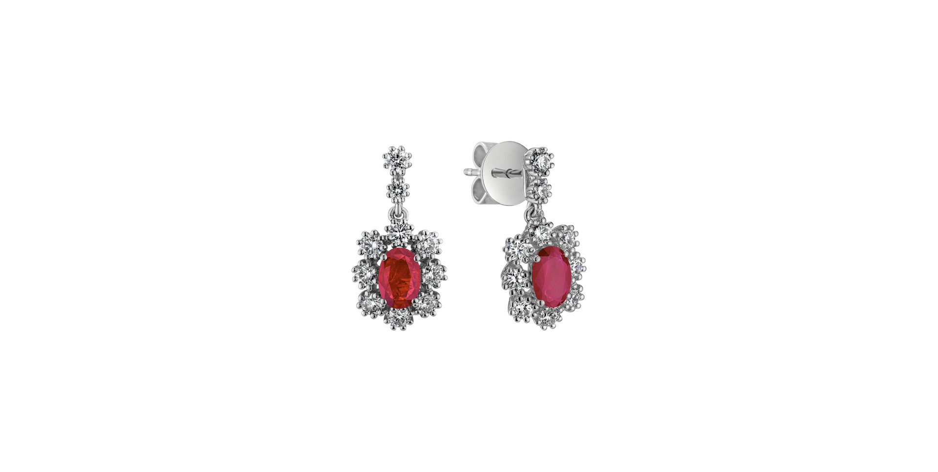 Diamond earrings with Ruby Crimson Luck