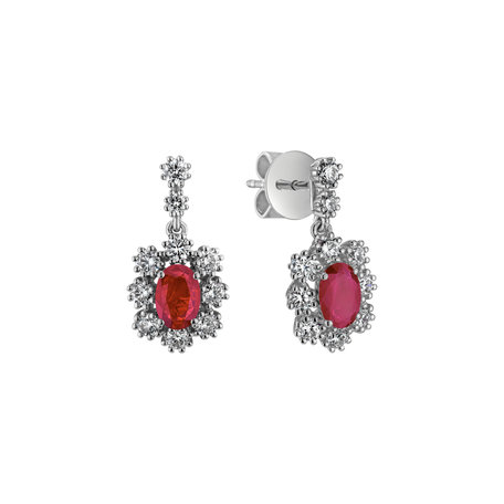 Diamond earrings with Ruby Crimson Luck