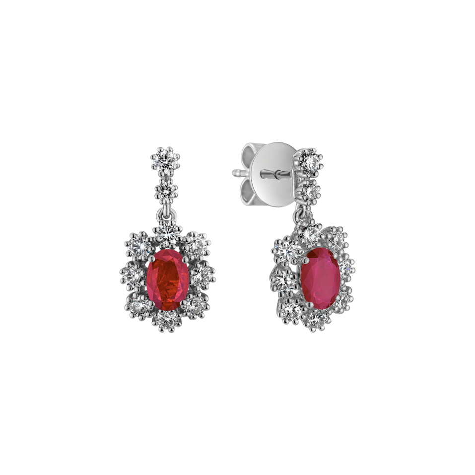 Diamond earrings with Ruby Crimson Luck