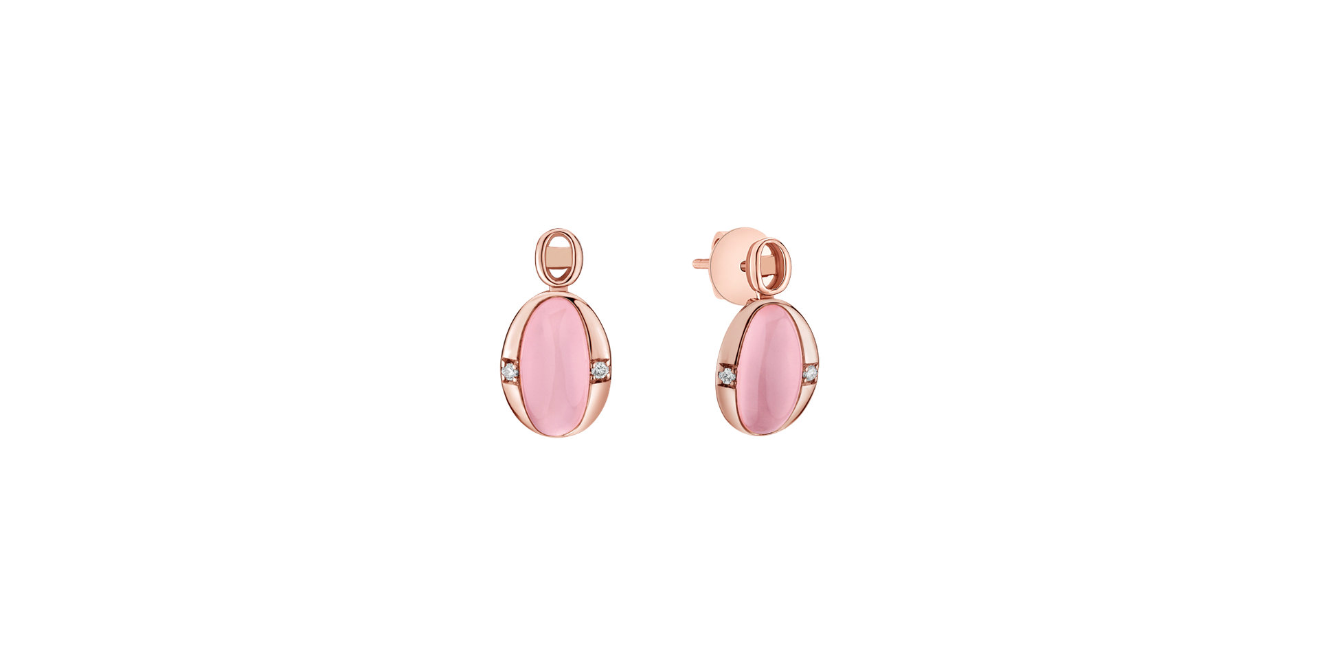 Diamond earrings with Rose Quartz Eternal Dawn