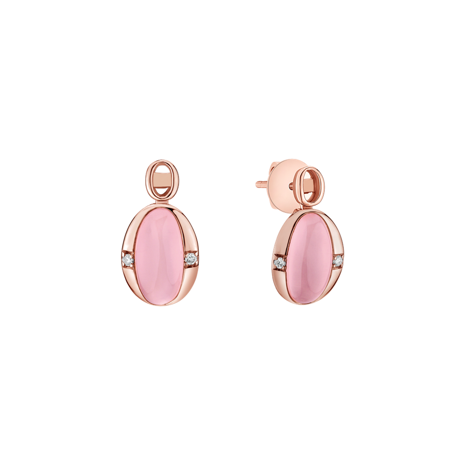 Diamond earrings with Rose Quartz Eternal Dawn