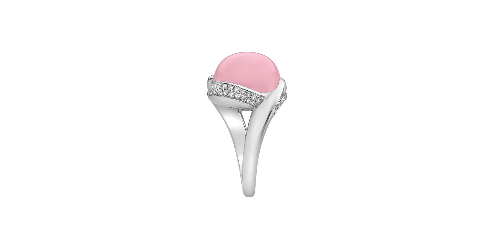 Diamond ring with Rose Quartz Gem Miracle