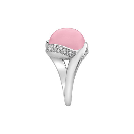 Diamond ring with Rose Quartz Gem Miracle