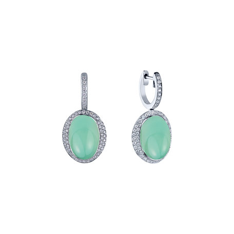 Diamond earrings with Chalcedony Endless Bloom
