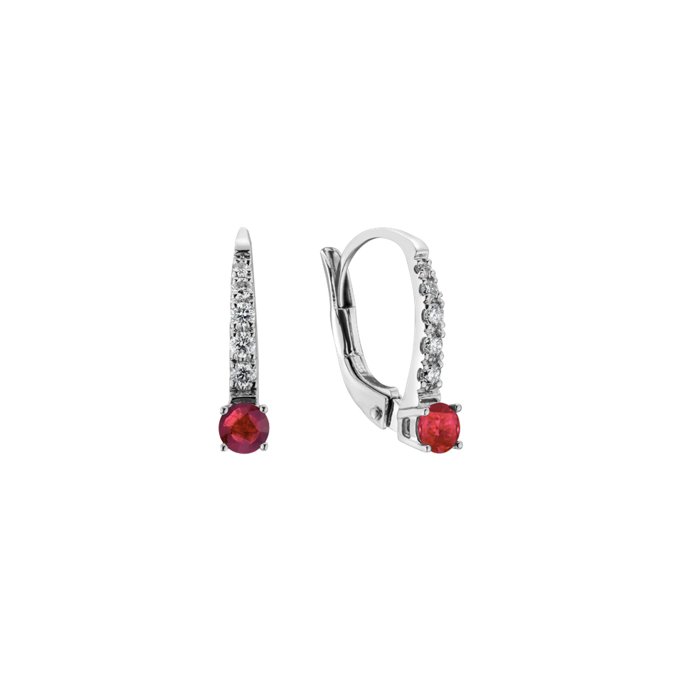 Diamond earrings with Ruby Fairytale Gentility