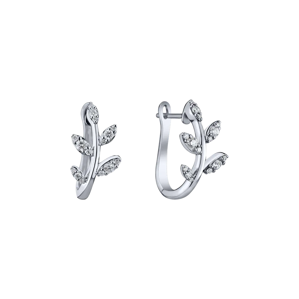 Diamond earrings Frozen Leaf