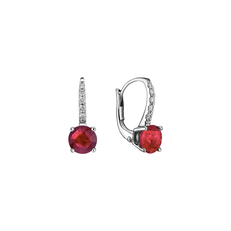 Diamond earrings with Ruby Fairytale Gentility