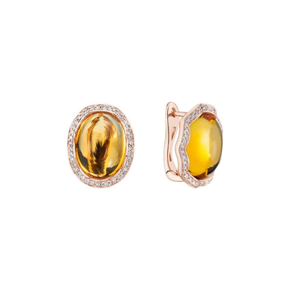 Diamond earrings with Citrine Unwavering Heart