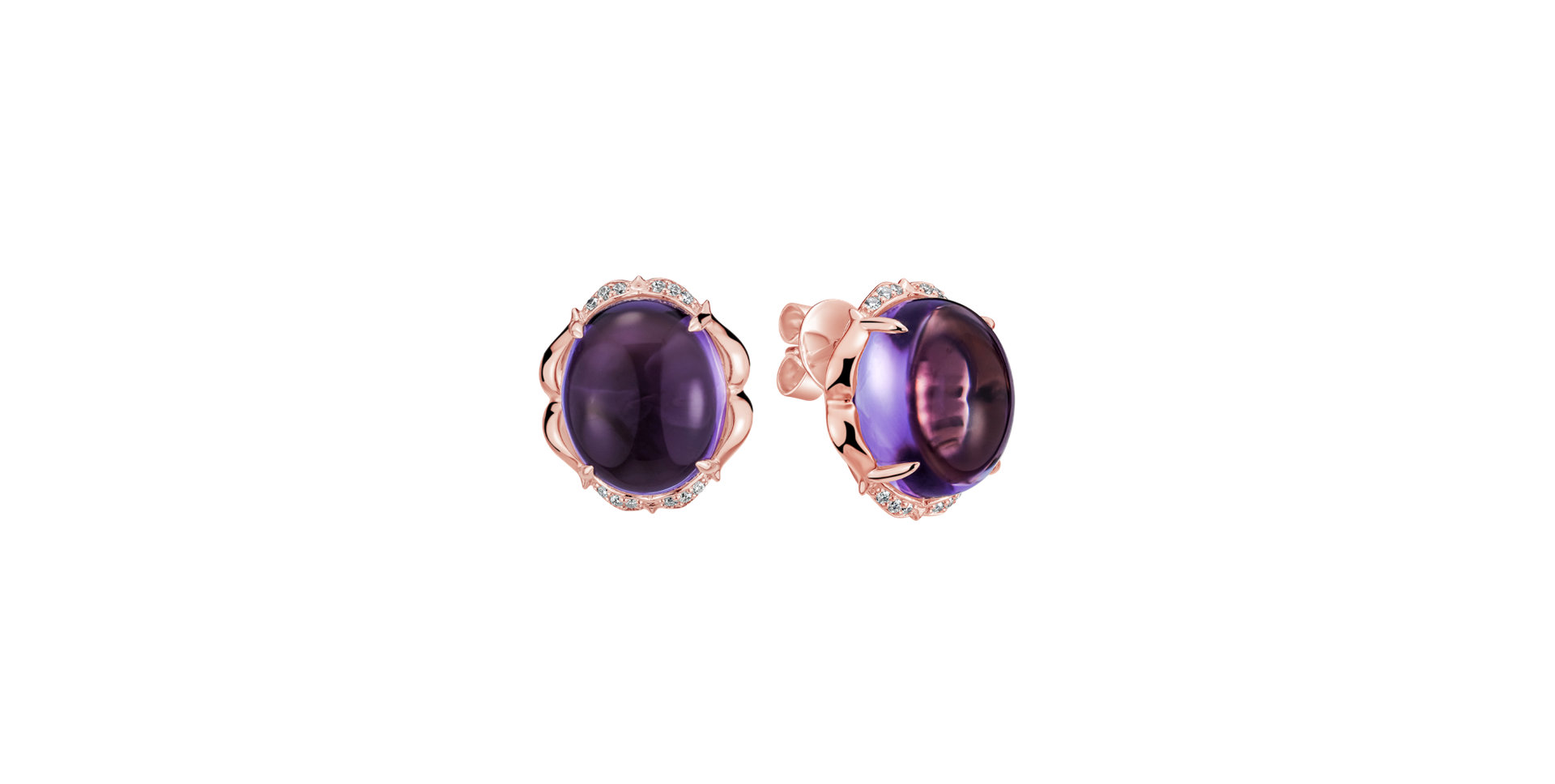 Diamond earrings with Amethyst Bloomira