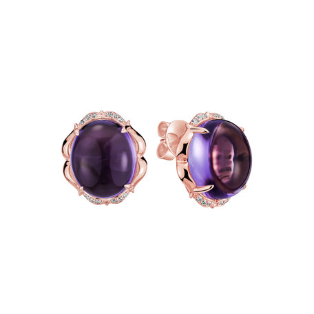 Diamond earrings with Amethyst Bloomira
